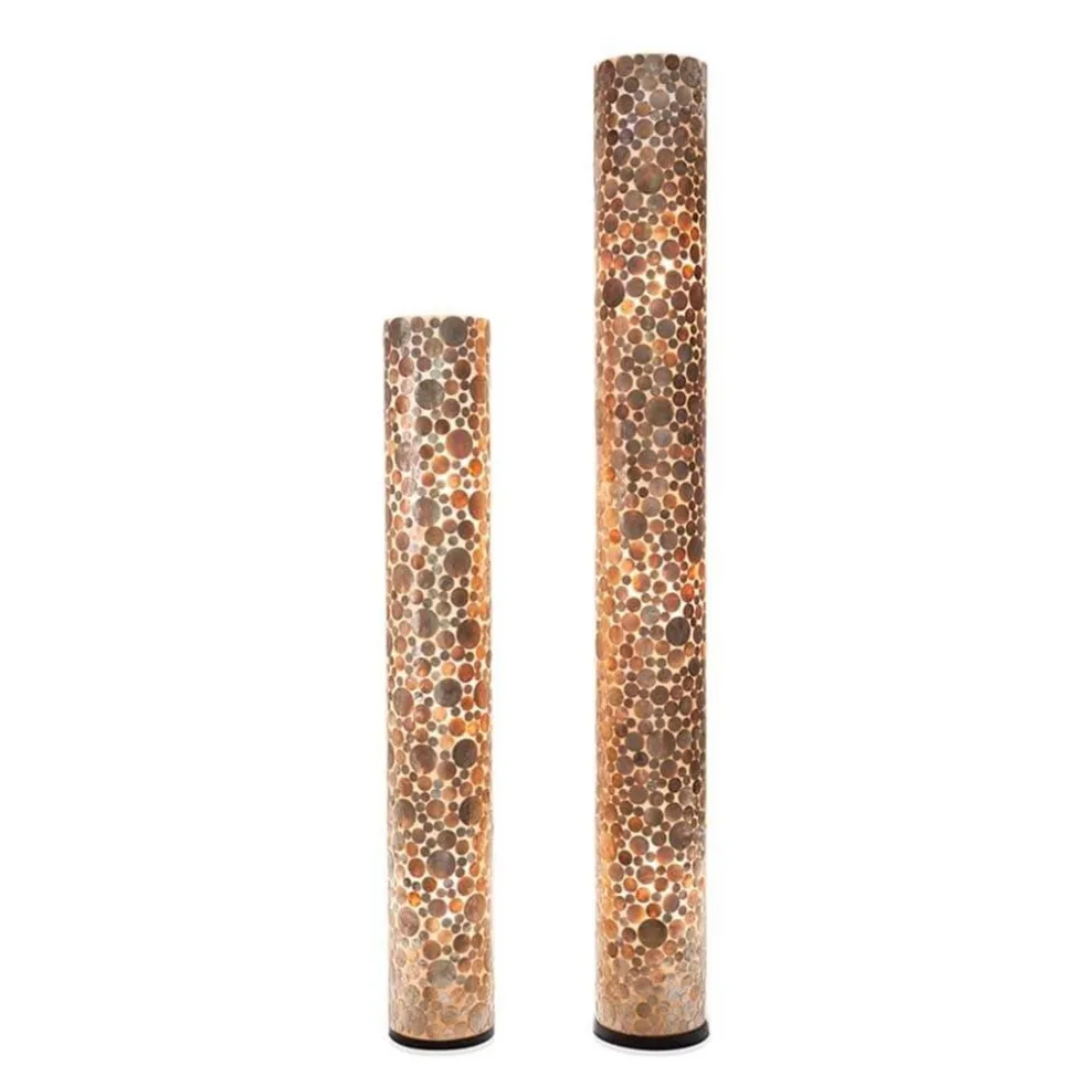 Schelpen vloerlamp goud cilinder groot