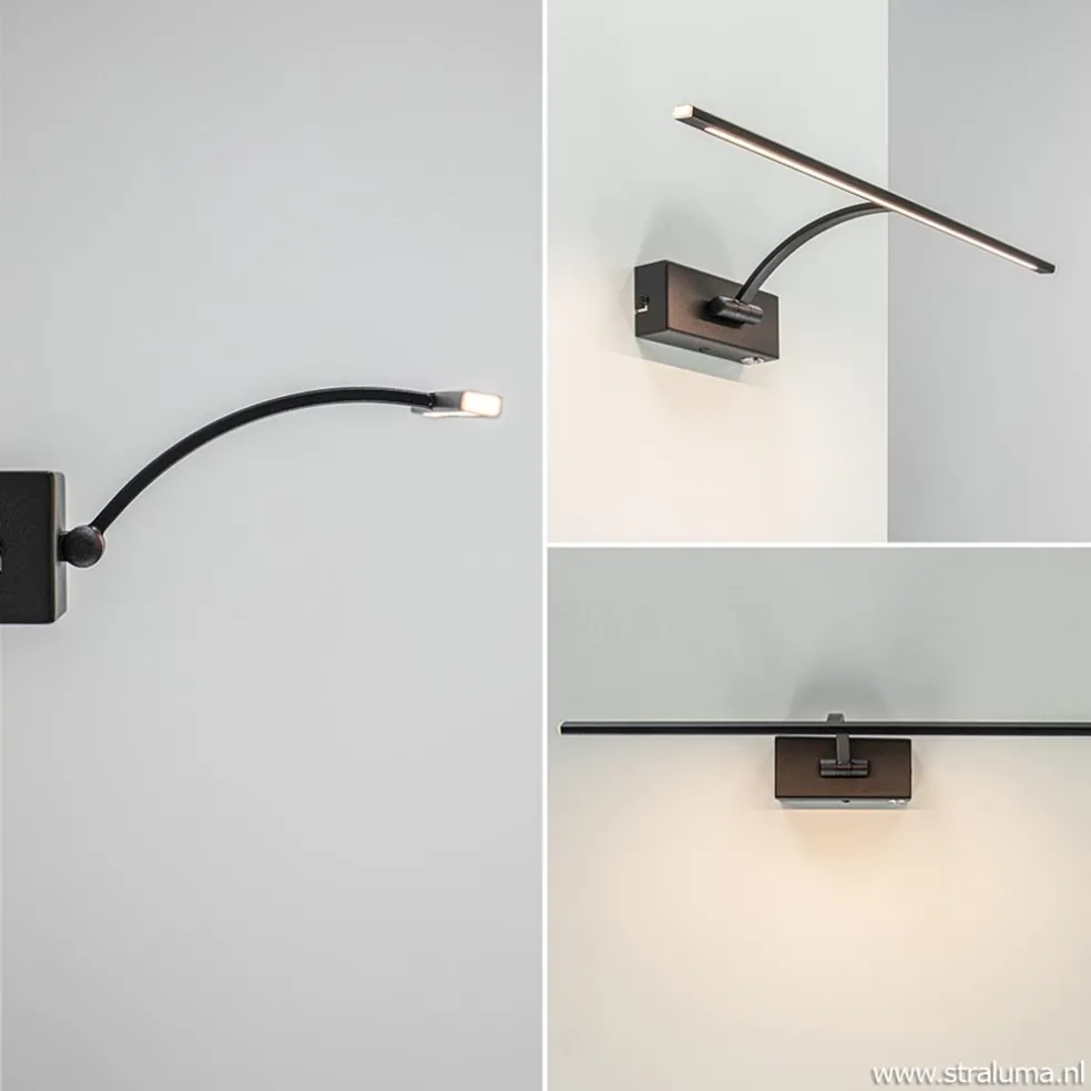 Schilderijlamp zwart 45cm met dimmer