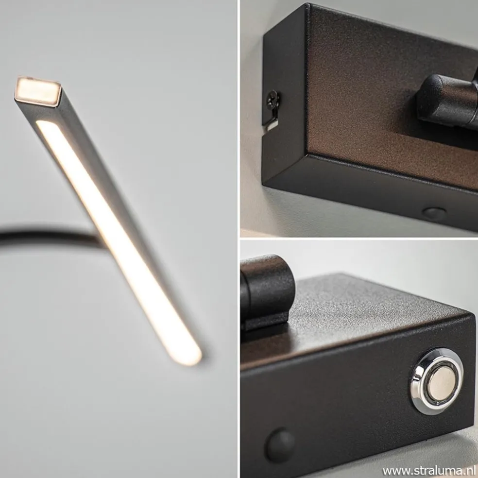 Schilderijlamp zwart 45cm met dimmer