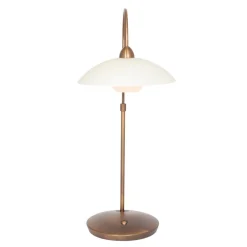Sfeervolle tafellamp brons met creme glas klassiek