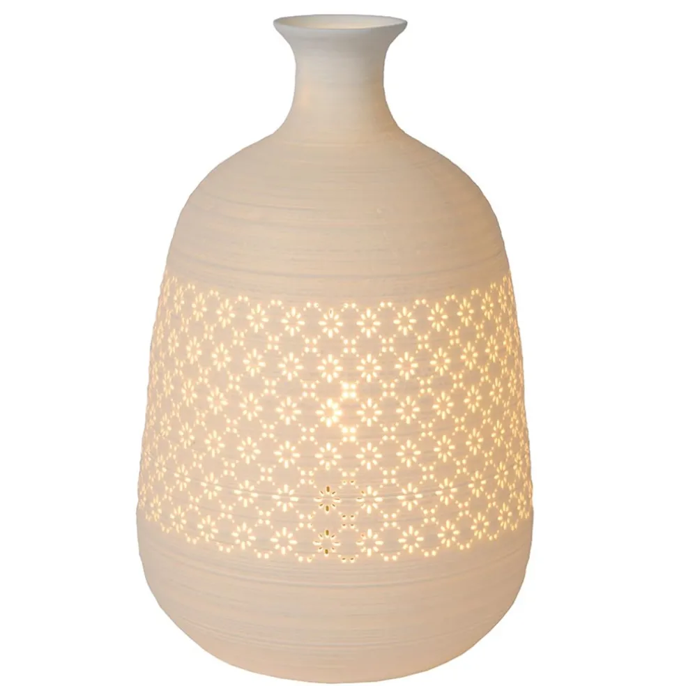 Sfeervolle tafellamp wit porselein decoratief