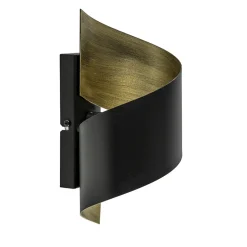 Sierlijke wandlamp krul zwart met goud