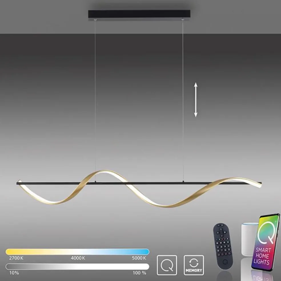 Smart hanglamp antraciet/goud inclusief remote