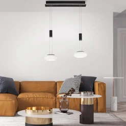 Smart hanglamp 2-lichts mat zwart met opaal glas dimbaar