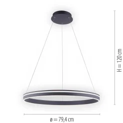 Smart hanglamp ring groot antraciet