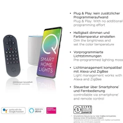 Smart hanglamp rond 3-lichts dimbaar zwart/opaal