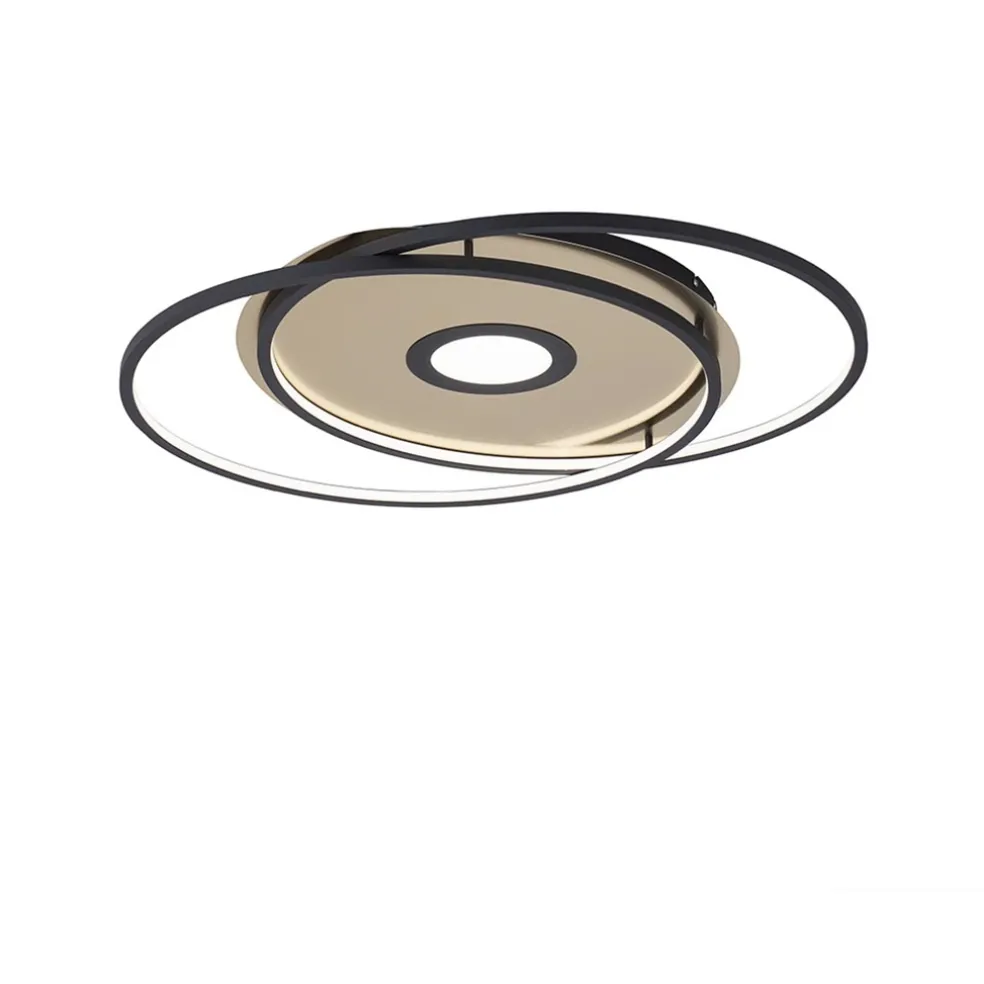 Smart plafondlamp goud met zwart dimbaar