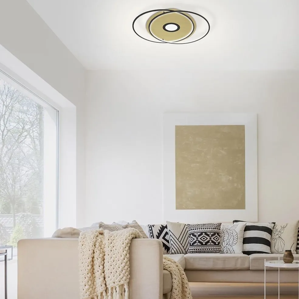 Smart plafondlamp goud met zwart dimbaar