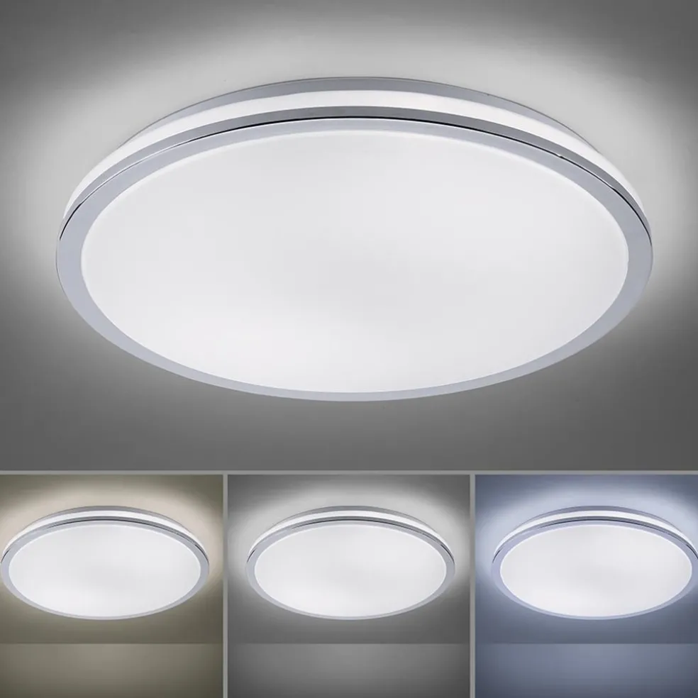 Smart plafondlamp wit met chroom IP44