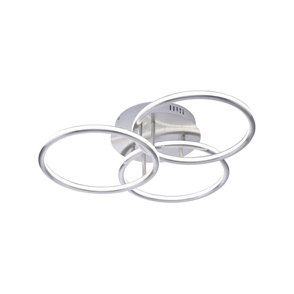 Smart plafondlamp 3x ringen nikkel inclusief LED