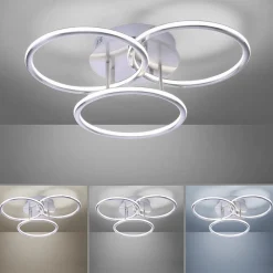 Smart plafondlamp 3x ringen nikkel inclusief LED