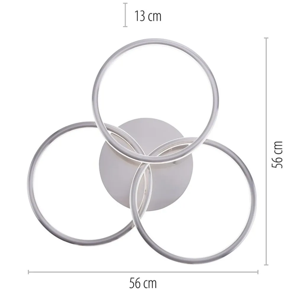 Smart plafondlamp 3x ringen nikkel inclusief LED