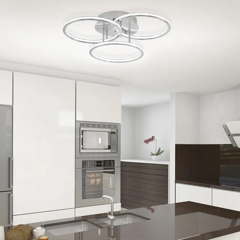 Smart plafondlamp 3x ringen nikkel inclusief LED