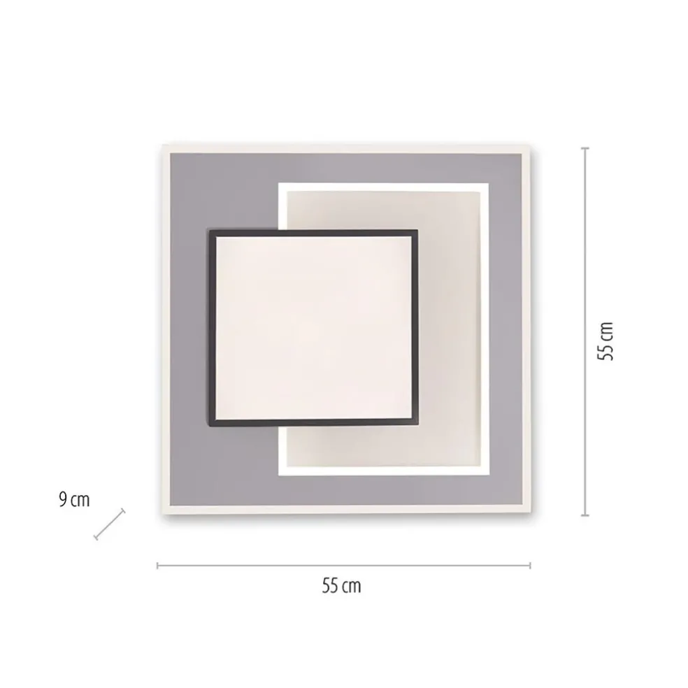 Smart plafondlamp zwart met grijs vierkant