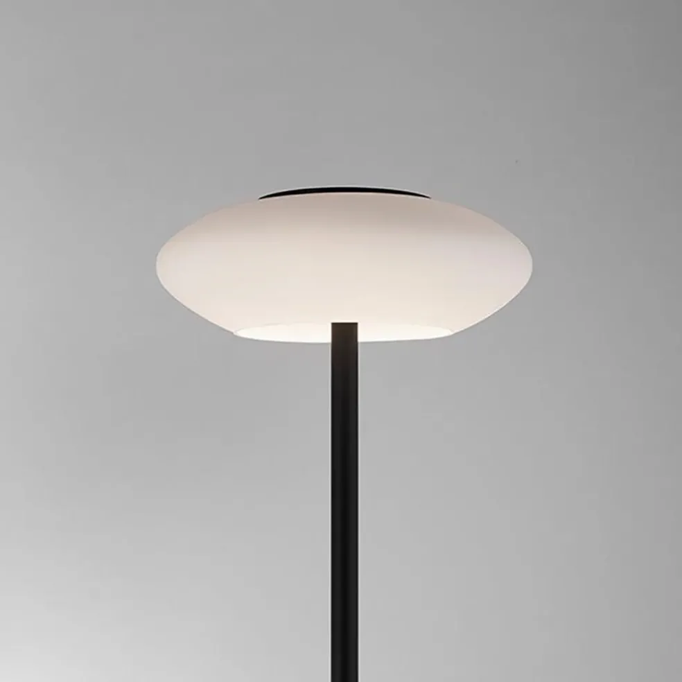 Smart vloerlamp zwart met wit glas dimbaar