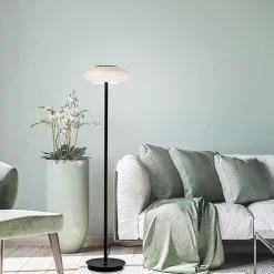 Smart vloerlamp zwart met wit glas dimbaar