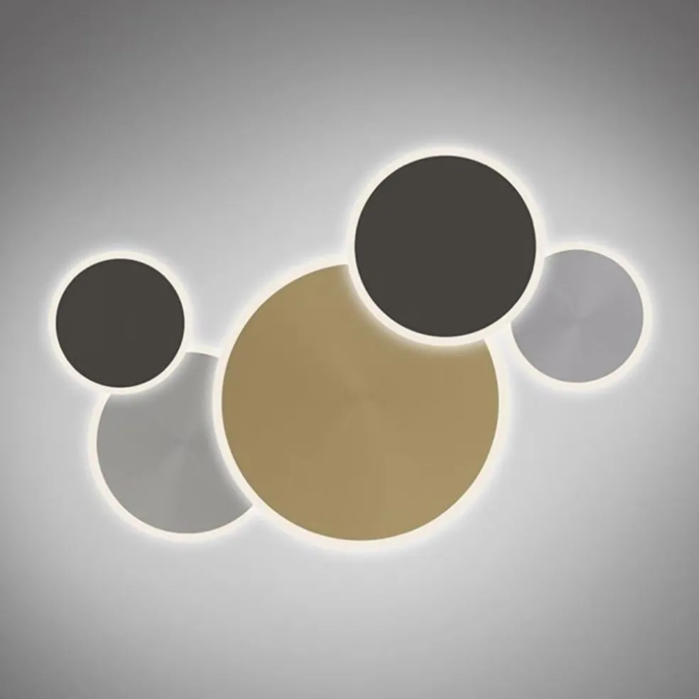 Smart wand/plafondlamp goud met grijs dimbaar