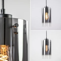 Smoke glazen hanglamp cilinder met verloop