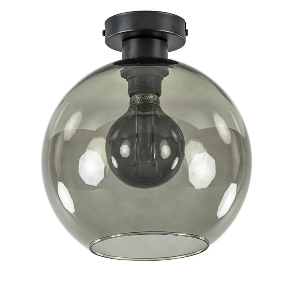 Smoke glazen plafondlamp globe 25 cm