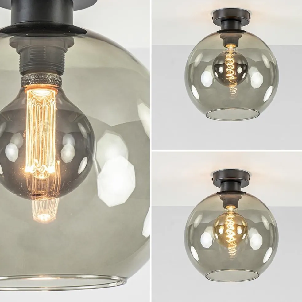 Smoke glazen plafondlamp globe 25 cm