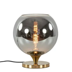 Smoke glazen tafellamp met gouden voet