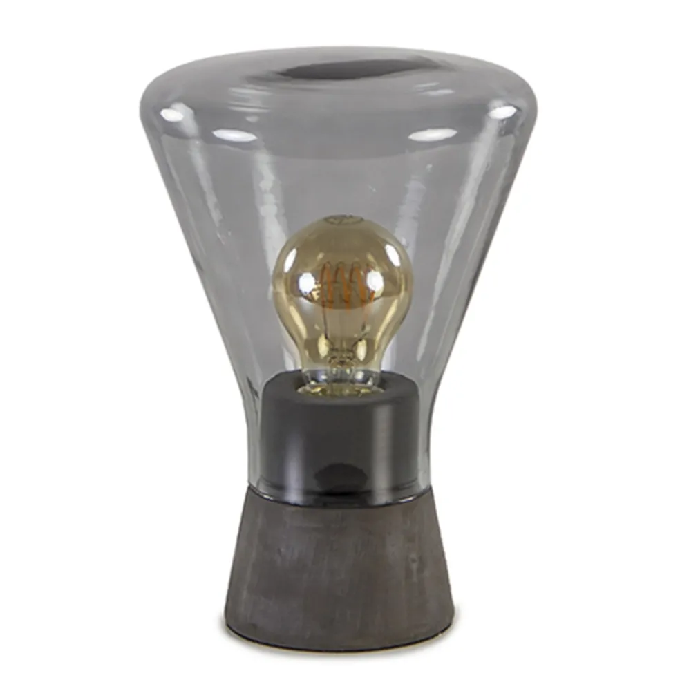 Smoke glazen tafellamp met betonnen voet