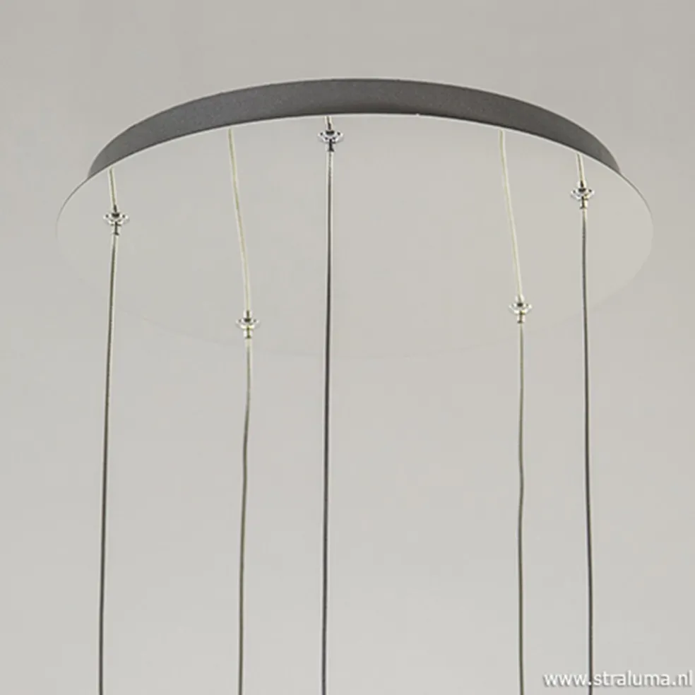 Smokey glazen vide-hanglamp chroom