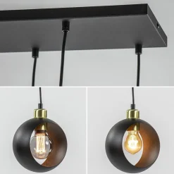 Speelse 6-lichts hanglamp zwart met goud
