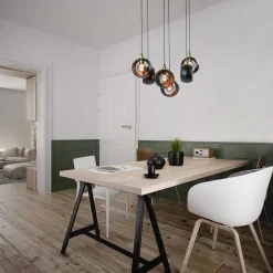 Speelse 6-lichts hanglamp zwart met goud