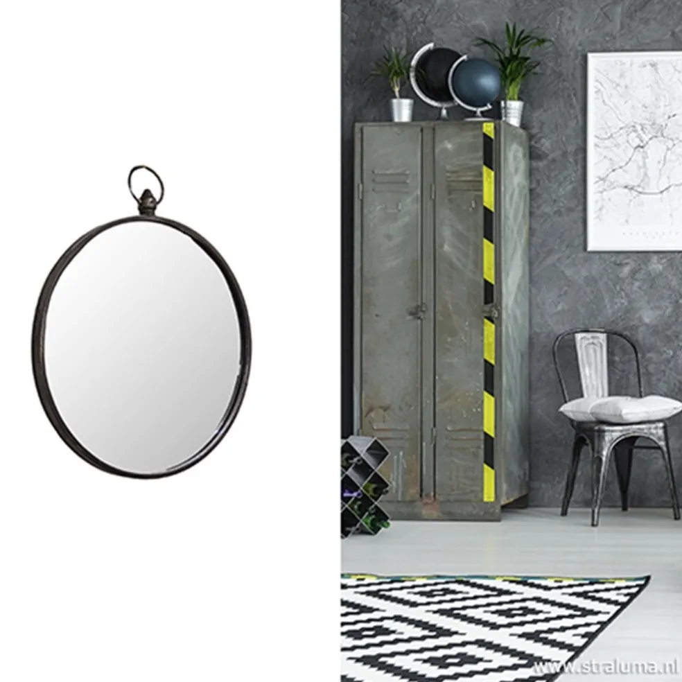 Spiegel rond zink 51cm