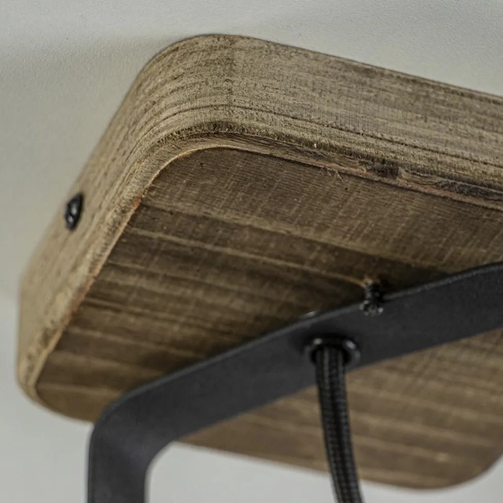 Spot 1-lichts zwart met hout