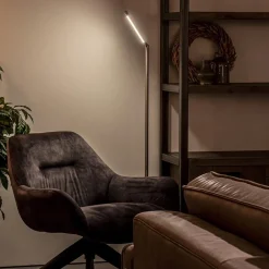 Staande leeslamp nikkel met dimmer