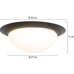 3-Standen dimbare LED plafondlamp zwart met wit glas IP44