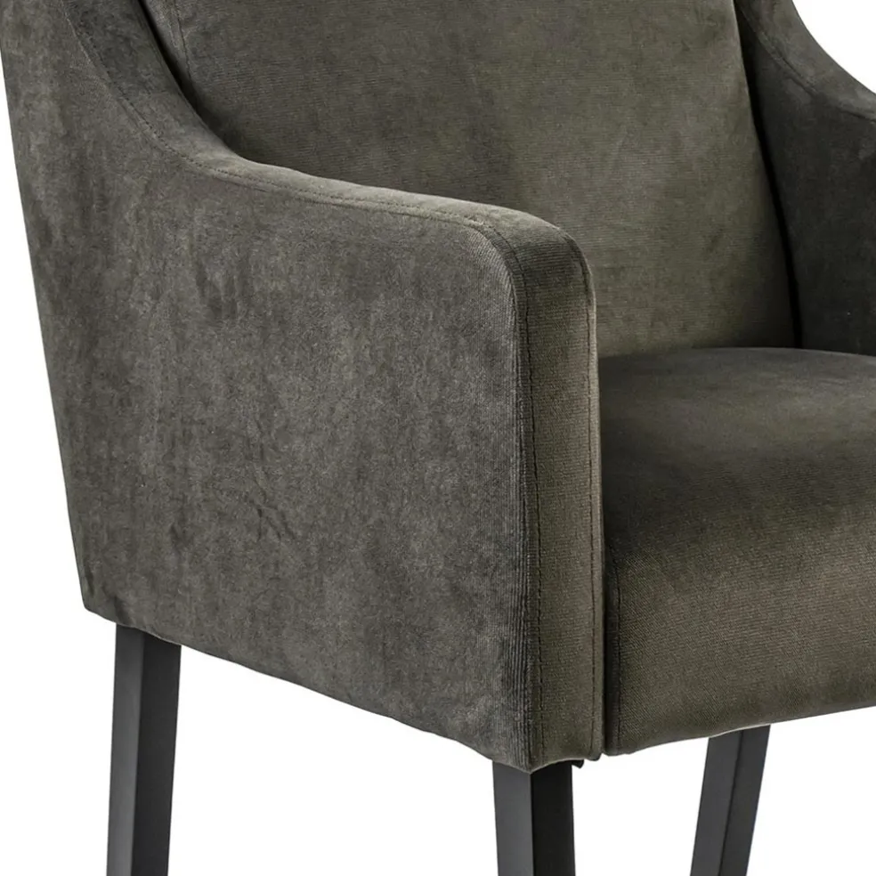 Stijlvolle eetkamerstoel bruin met zwarte poot