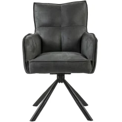 Stijlvolle eetkamerstoel draaibaar antraciet met zwart