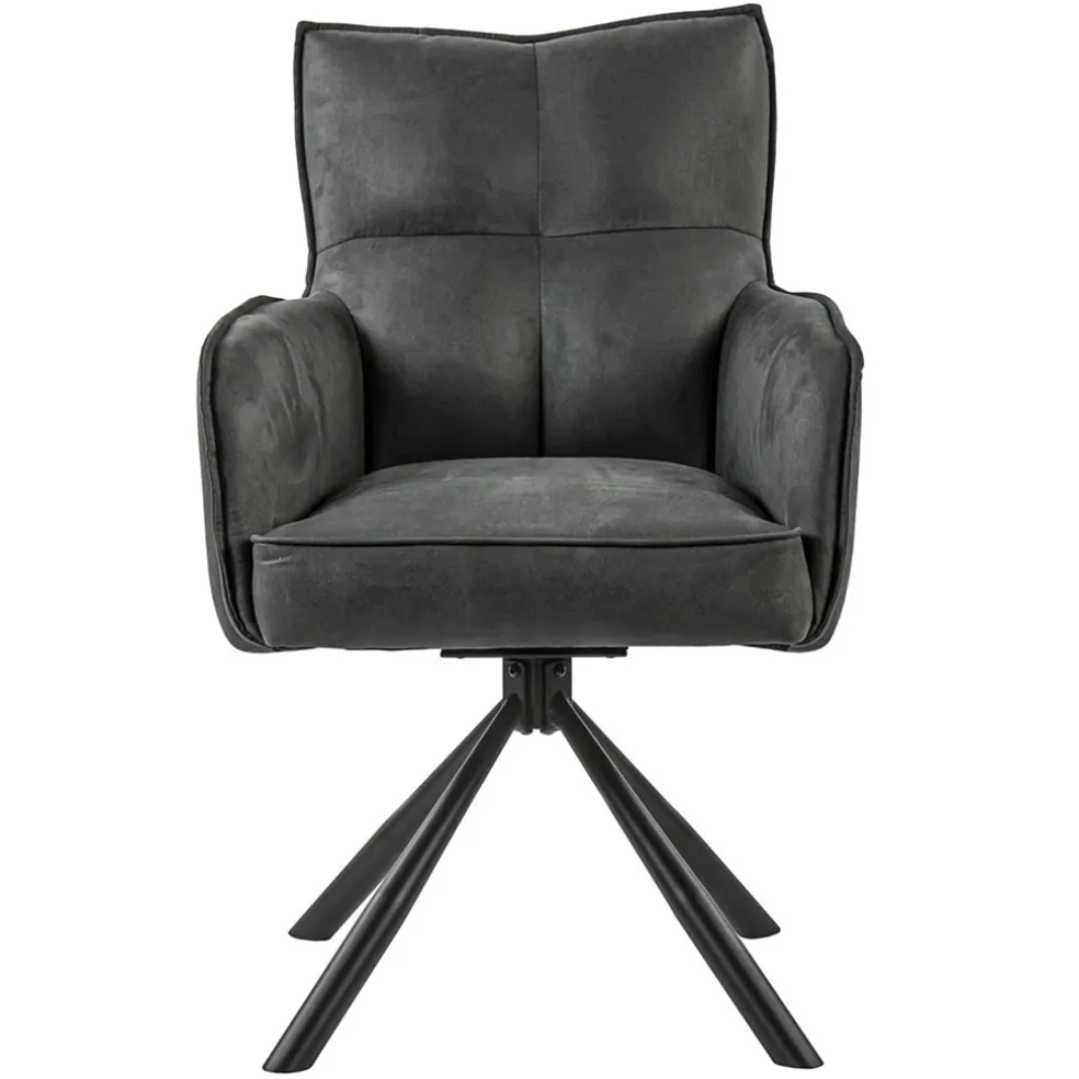 Stijlvolle eetkamerstoel draaibaar antraciet met zwart