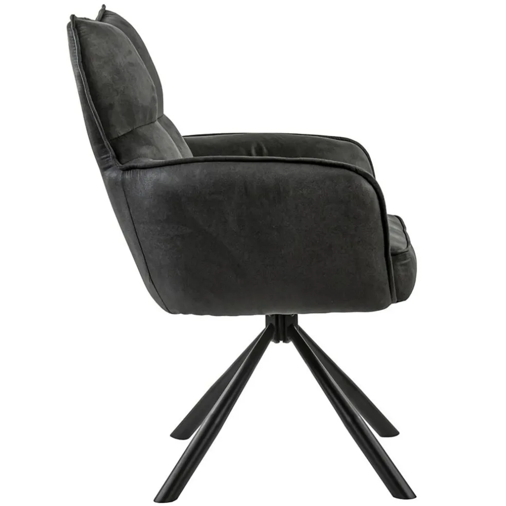 Stijlvolle eetkamerstoel draaibaar antraciet met zwart
