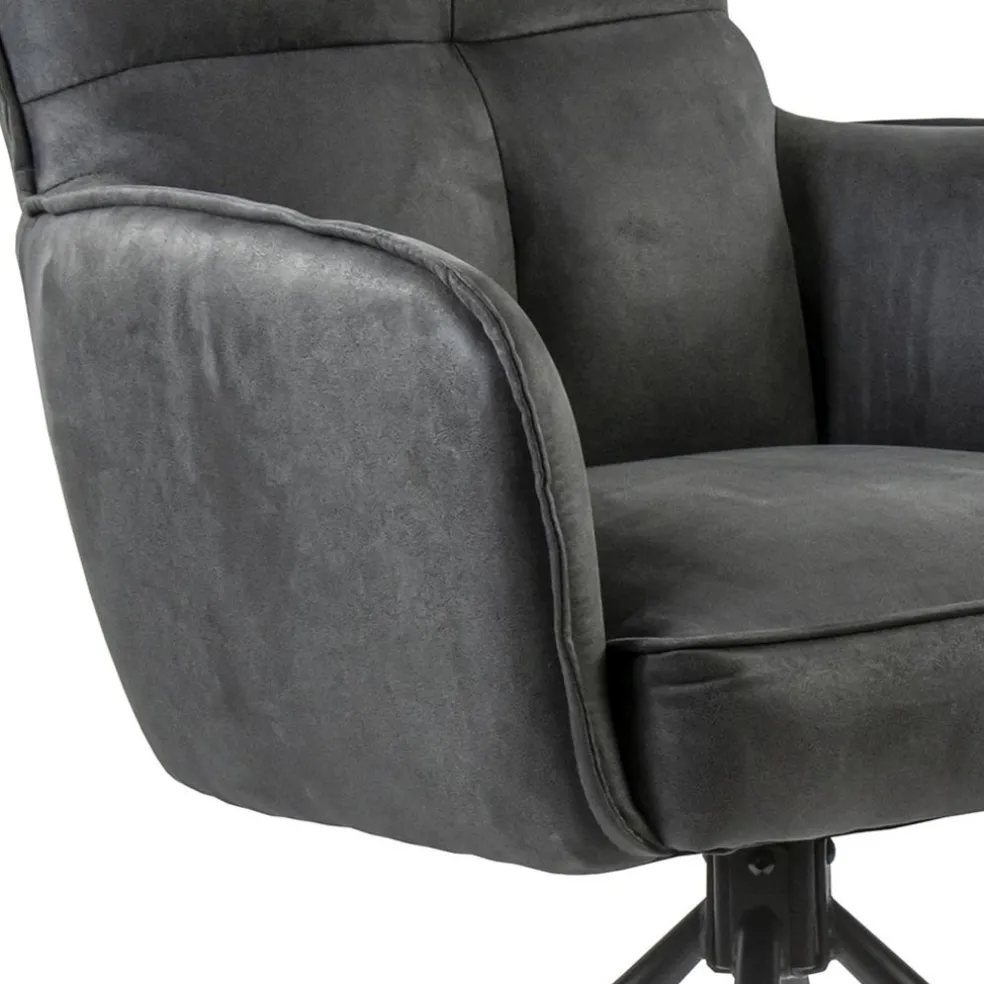 Stijlvolle eetkamerstoel draaibaar antraciet met zwart