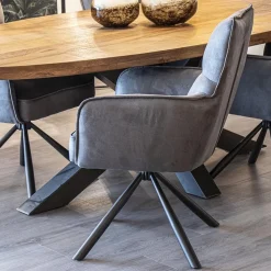 Stijlvolle eetkamerstoel draaibaar antraciet met zwart