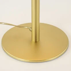 Stijlvolle tafellamp mat goud met wit glas