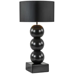 Stijvolle tafellamp keramiek zwart met kap zwart/goud