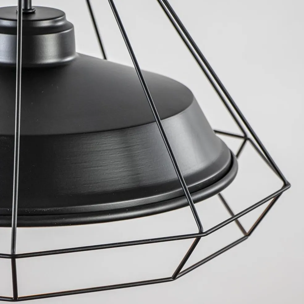 Stoere hanglamp industrieel/Scandinavisch mat zwart