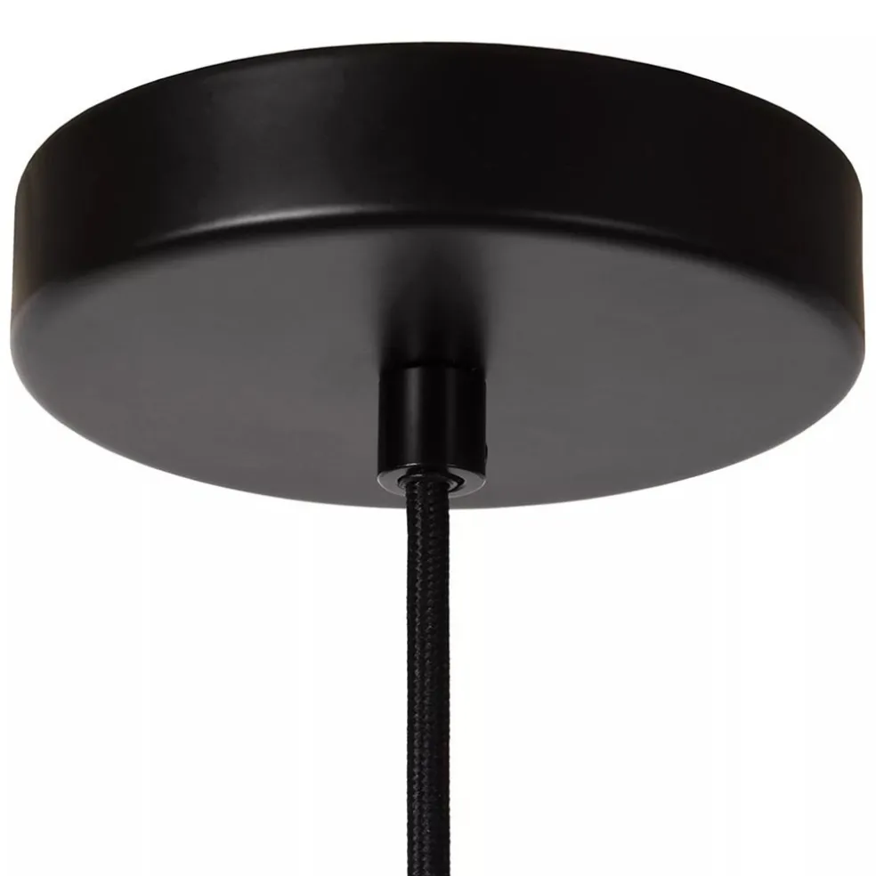 Stoere hanglamp zwart met mat zwart glas