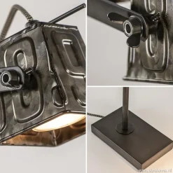 Stoere industriele tafel/bureaulamp black steel