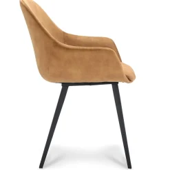 Stoffen armstoel cognac met zwarte pootjes