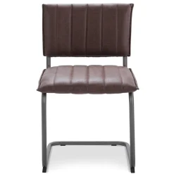 Stoffen eetkamerstoel bruin met gunmetal onderstel