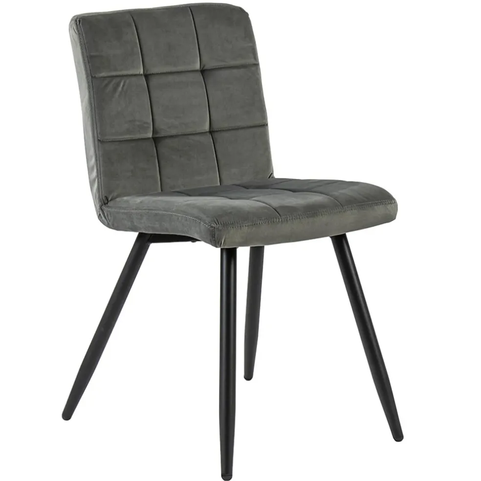 Stoffen eetkamerstoel grijs met zwarte poot