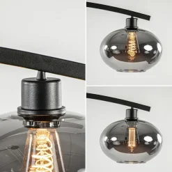Strak klassieke hanglamp zwart met smoke glas