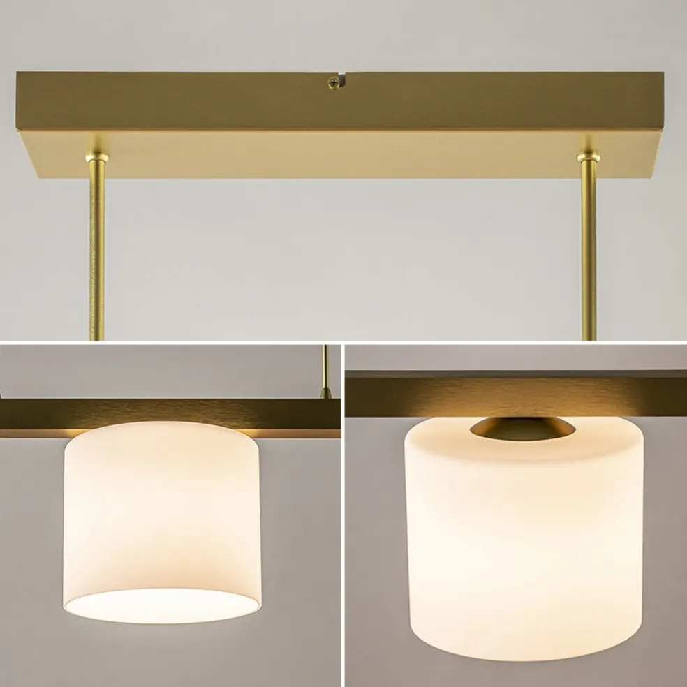 Strak klassieke hanglamp goud met mat wit glas