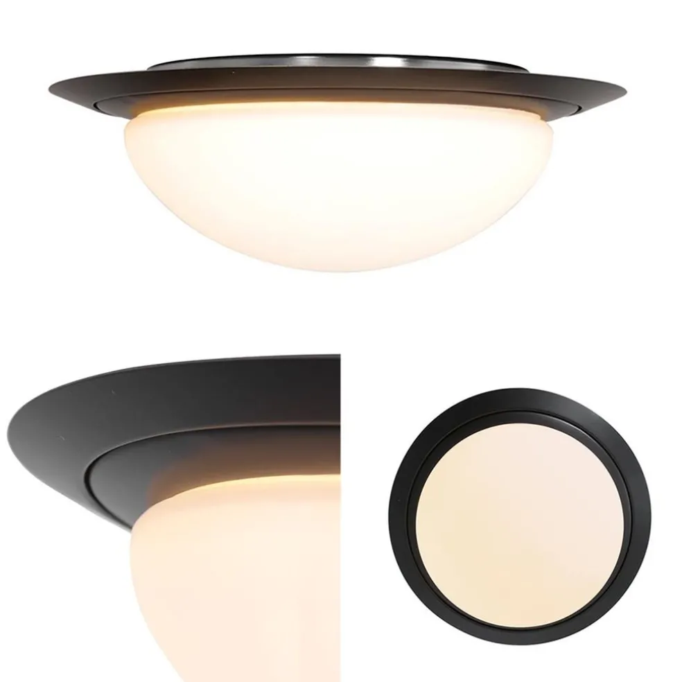 Strak klassieke LED plafonnière zwart inclusief LED